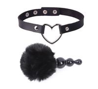 HUNTVE Coda e girocollo a forma di coniglietto morbido, accessori per costume da donna, colore: nero