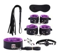 HUNTVE Manette con Maschera per Gli Occhi, Regalo di Coppia, Set da Camera da Letto (Viola 7 Pezzi)