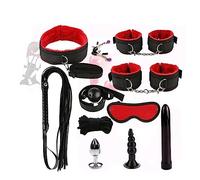 HUNTVE Set di 11 romantici Set da Yoga per Coppie in Nylon Regolabile B`D'S`M (Collezione Nera e Rossa)