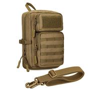 Huntvp Borsa Molle Tattico Sacchetto Porta Cellulare Borsello Uomo Borsetta a Tracolla Militare Marsupio Sportivo per Ciclismo Viaggio Campeggio Escursionismo Porta Smartphone Chiave Denaro, marrone
