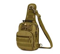 HUNTVP Borsa Petto Tattico Militare Zaino Monospalla Uomo Borsello a Tracolla Molle per Campeggio Ciclismo Escursione Hiking Sport, Marrone