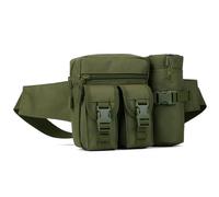 Huntvp Marsupio con Porta Borraccia Marsupio Uomo Sportivo Militare per Trekking Ciclismo Escursionismo Campeggio Viaggio (verde)