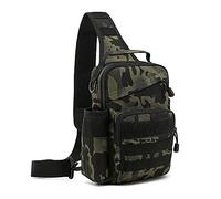 HUNTVP® Zaino Monospalla Uomo Tattico Borsa Petto Impermeabile Borsa a Tracolla Militare con USB Ricaricabile Porta Bottiglia (Tipo 2- Camo)