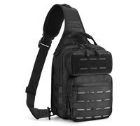 HUNTVP Zaino Monospalla Uomo Zaino Militare Sling Bag Uomo Antiscippo Molle Crossbody Bag Borsa per Escursionismo Viaggio Campeggio Trekking,Typ-9 Nero