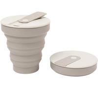 HUNU - Tazza tascabile impermeabile - pieghevole e tazze di riutilizzabili per l'escursionismo, il ciclismo e il campeggio - tazze di caffè silicone senza BPA con coperchi - 16 once (Grigio caldo)