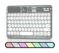 HUOBAO Tastiera Bluetooth Trasparente Nera, Tastiera Bluetooth Multi-Dispositivo Wireless per iPad, iPhone, Mac, Android, Windows, Tablet, Mini Tastiera Ricaricabile Antiscivolo, Layout QWERTY UK