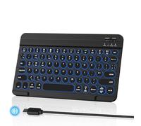 HUOBAO Tastiera Bluetooth Wireless, Tastiera Retroilluminata Multi-Dispositivo Per iPad, iPhone, Mac, Android, Windows, Antiscivolo, Mini Tastiera Ricaricabile, Qwerty Uk, Nero