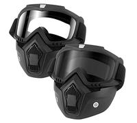 HuoBi Occhiali da equitazione per casco da motociclista con maschera rimovibile per il viso protezione dalla nebbia, filtro per bocca regolabile e antiscivolo, occhiali da motocross vintage