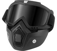 HuoBi Occhiali da equitazione per casco da motociclista con maschera rimovibile per il viso protezione dalla nebbia, filtro per bocca regolabile e antiscivolo, occhiali da motocross vintage