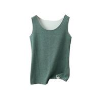Huoghebg Gilet Cotone Donna Tinta Unita Maglietta Donna Senza Maniche Foderato Casual Top Estivo Donna Vestibilità Classica Slim Fit Ladies Thermal Tops Winter Clothing Thermal Vest Underwear