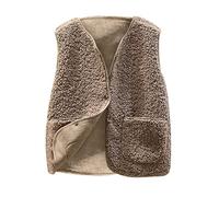 Huoghebg Gilet Donna in Pile Smanicato Elegante Invernale Sportivo Gilet Termico Con Button Senza Maniche Giacca Gilet Giubbotto Senza Maniche Giacca Teddy Con Scollo a V Leggero Panciotto Con Tasche