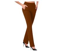 Huoghebg Pantalone Donna Elegante, Pantaloni a Vita Alta Donne da Lavoro Svasati Gamba Dritta con Tasche Comodo Tinta Unita Casual Chic Accogliente Classico per Uscire, Ufficio, Affari