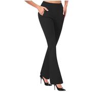 Huoghebg Pantaloni da Lavoro Donna, Pantalone Donne Svasati Vita Alta Elegante Slim Fit con Tasche Curvy a Gamba Dritta Trousers per Casual, Ufficio, Uscire, Party, Estate, Primavera