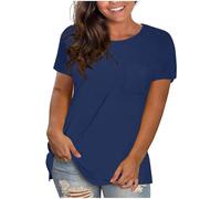 Huoghebg T-Shirt Donna Larga Magliette Maniche Corte per Le Donne in Tinta Unita Top e Camicette Scollo V Confortevole Traspiranti Camicetta Classico Camicia Quotidiane Estate Vendita Liquidazione