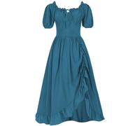 Huoghebg Vestito Medievale Donna Casual Abito Vintage Donna Palazzo a Maniche Corte Tinta Unita Abito da Cosplay Palazzo Rinascimentale Costume da Tradizionale Costume da Halloween retrò Grunge