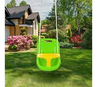 HUOLE Altalena da Giardino 3 in1 per Bambini Seggiolino Altalena Bambini Sedile in Plastica con Corrimano Schienale e Cintura di Sicurezza per Esterno Interno e Neonato (37 * 23 * 40 cm Verde)
