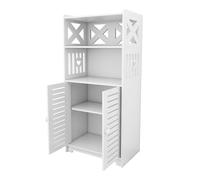 HUOLE Armadio ad angolo con anta e ripiani, supporto per carta da bagno con ripiano regolabile, mobile da bagno, armadio da bagno a colonna, 75 x 22 x 36 cm, bianco