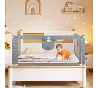 HUOLE Barriera letto bambini 150/180/200cm-Protezione contro le cadute del letto, per bambini, rete traspirante, facile da montare, 1,5 m-grigio