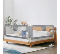 HUOLE Barriera letto bambini 150/180/200cm-Protezione contro le cadute del letto, per bambini, rete traspirante, facile da montare, 1,5 m-grigio