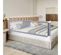 HUOLE Barriera letto bambini 150/180/200cm-Protezione contro le cadute del letto, per bambini, rete traspirante, facile da montare, 1,5 m-grigio