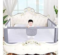 HUOLE Barriera letto bambini 150/180/200cm-Protezione contro le cadute del letto, per bambini, rete traspirante, facile da montare, 1,5 m-grigio
