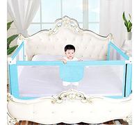 HUOLE Barriera per letto 150/180/200cm, Barriera pieghevole per letto per bambini, Protezione per letto per bambini per prevenire le cadute, Barriera per bambini piccoli, 1,8 m-blu