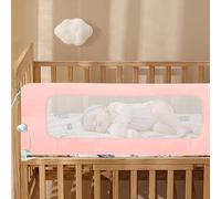 HUOLE Barriera per letto per tutti i piccoli, pieghevole e portatile, telaio in metallo anti-caduta regolabile in altezza, telaio in metallo robusto, 180 x 73 x 86 cm - Rosa