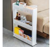 HUOLE Carrello Carrellino Slim Stretto Salvaspazio Cucina Bagno Ripostiglio con Ripiani e 3 Ruote, Scaffale Portaoggetti Multiuso con rotelle-54,5 * 12,5 * 71 cm -tre strati