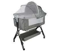 HUOLE Culla da Affiancare, Lettino Co-Sleeping, Regolabile, lettino con inclinazione regolabile, altezza regolabile su 4 livelli, fino a 25 kg, ruote girevoli a 360º-104 * 52 * 100-110 cm-grigio lino