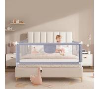 HUOLE Griglia di protezione per letto da 150/180/200cm, altezza regolabile, griglia di protezione per letto per bambini, con rete ariosa, sicura, facile da montare, 1,8 m-grigio