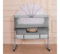 HUOLE Lettino multifunzionale e box 4 in 1, per bambini fino a 45 kg di peso corporeo, Lettini convertibili Culla con Materasso, con materasso, cinghie di fissaggio93*57 * 71-88 cm (grigio scuro)