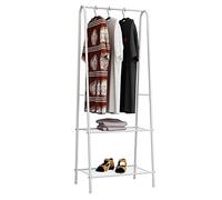 HUOLE Mobile Appendiabiti da Ingresso, Stand Appendiabiti da Terra Moderno Scaffale Porta Abiti da Camera con Ganci e Scarpiera a 2 Livelli, 59,5 x 36,5 x 160 cm (Bianco-59,5 * 36,5 * 160 cm)