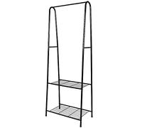 HUOLE Mobile Appendiabiti da Ingresso, Stand Appendiabiti da Terra Moderno Scaffale Porta Abiti da Camera con Ganci e Scarpiera a 2 Livelli, 59,5 x 36,5 x 160 cm (Nero-59,5 * 36,5 * 160 cm)