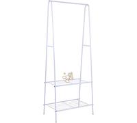 HUOLE Mobile Appendiabiti da Ingresso, Stand Appendiabiti da Terra Moderno Scaffale Porta Abiti da Camera con Ganci e Scarpiera a 2 Livelli, 59,5 x 36,5 x 160 cm (Bianco-59,5 * 36,5 * 160 cm)