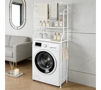HUOLE Mobile per lavatrice/mobile da bagno con ripiano da bagno a 3 livelli, senza foratura, supporto da bagno, salvaspazio, 65 x 25 x 160 cm (bianco)