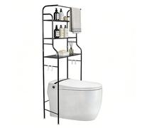 HUOLE Mobile per lavatrice, mobile da bagno con ripiano per bagno a 3 livelli, senza foratura, supporto per bagno, salvaspazio, 47 x 25 x 160 cm (nero)
