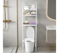 HUOLE Mobile per lavatrice, mobile da bagno con ripiano per bagno, a 3 livelli, senza foratura, supporto per bagno, salvaspazio, 47 x 25 x 166 cm (bianco)