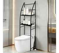 HUOLE Mobile per lavatrice, mobile da bagno con ripiano per bagno a 3 livelli, senza foratura, supporto per bagno, salvaspazio, 47 x 25 x 166 cm (nero)