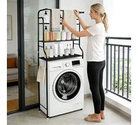 HUOLE Mobile per WC, mobile da bagno a 3 livelli, ripiano portaoggetti impermeabile | Scaffale organizzatore multiuso | Risparmia spazio,65 x 25 x 160 cm - nero