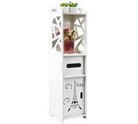 HUOLE Mobiletto bagno, mobile per WC,Alto mobiletto da bagno salvaspazio, organizzatore domestico per ufficio, soggiorno, cucina, ingresso, 80 * 20 * 20cm-Bianco