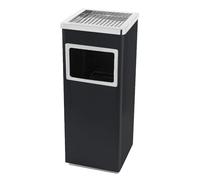 HUOLE Pattumiera in acciaio inox cestino pattumiera a pedale contenitore rifiuti, Pattumiera in Acciaio Inox con Portacenere per Esterni, Posacenere da Pavimento-24 * 24 * 60 cm 35 L-Nero (1 PZ)