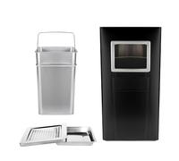 HUOLE Pattumiera in acciaio inox cestino pattumiera a pedale contenitore rifiuti, Pattumiera in Acciaio Inox con Portacenere per Esterni, Posacenere da Pavimento-24 * 24 * 60 cm 35 L-Nero (2 PZ)