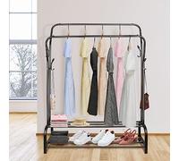 HUOLE Porta Abiti Appendiabiti da Terra Canne Doppie Multifunzionale Appendiabiti per Camera da Letto, Doppio Strato-110 * 33 * 145c-nero