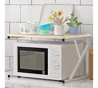 HUOLE Scaffalatura Mobile Scaffale Porta Microonde Struttura in Metallo con Ripiano in Legno MDF Organizer Mensola Porta Utensili Strumenti Cucina Design Moderno-54 * 35 * 34,5 cm: bianco