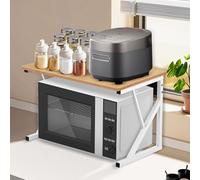 HUOLE Scaffale Cucina Salvaspazio, Espandibile Mensola Microonde, Mobile Cucina Salvaspazio Scaffale a 2 Livelli, adatto per Forni a Microonde, Utensili da Cucina -54 * 35 * 34,5 cm-giallo noce