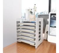 HUOLE Scaffale per cartelle e portadocumenti, organizer da scrivania multifunzione, scatola portaoggetti, scomparto in PVC, 33,5 x 25,5 x 40 cm, 7 strati, colore: bianco (1 pezzi)