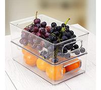 HUOLE Scatola di immagazzinaggio Frigo Trasparente, Set di 6 organizzatore frigo, impilabile per Frigorifero, Cucina, Guardaroba, armadi e controsoffitti, 25,5 x 14,56 x 7,65 cm
