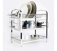 HUOLE Scolapiatti da Appoggio, Scolapiatti con 3 Livelli, Multifunzionale per Lavandino, Armadietti da Cucina, Posate, Compatto, Robusto e Durevole(42 * 25 * 49 cm (gabbia per bacchette)