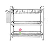 HUOLE Scolapiatti da Appoggio, Scolapiatti con 3 Livelli, Multifunzionale per Lavandino, Armadietti da Cucina, Posate, Compatto, Robusto e Durevole(42 * 25 * 49 cm (gabbia per bacchette)