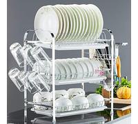 HUOLE Scolapiatti da Appoggio Scolapiatti Multifunzionale a 3 livelli Forniture da Cucina Scolapiatti,Scolapiatti da Lavello Scolapiatti da Appoggio Dish 42 * 25 * 49 cm